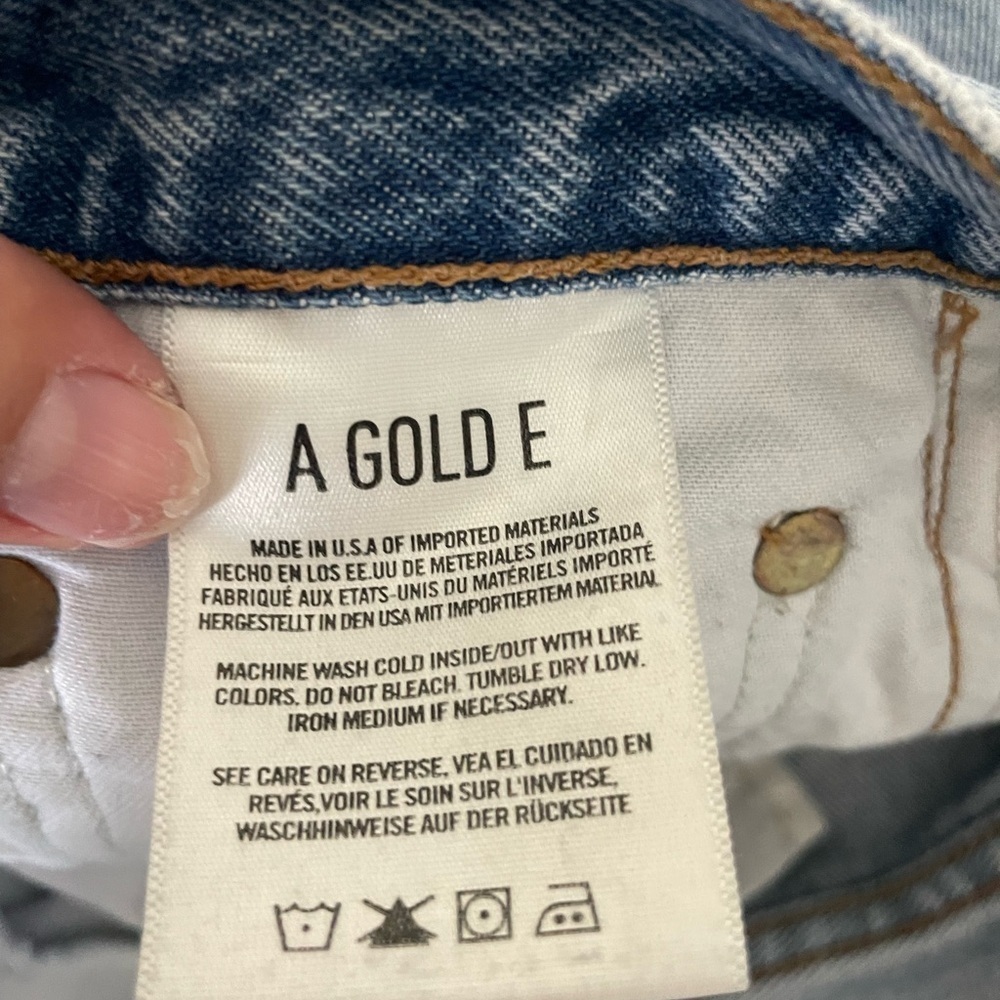 Agolde Riley Light Blue Straight Leg Raw Hem Jeans - Picture 11 of 13